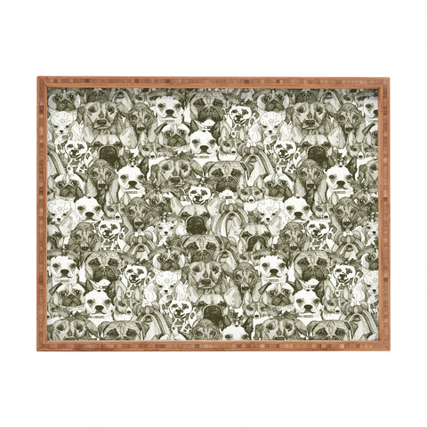 Sharon Turner christmas dogs natural Rectangular Tray