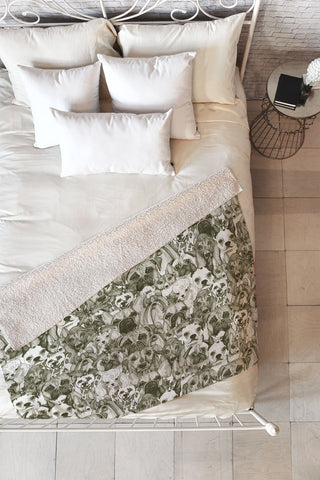 Sharon Turner christmas dogs natural Fleece Throw Blanket