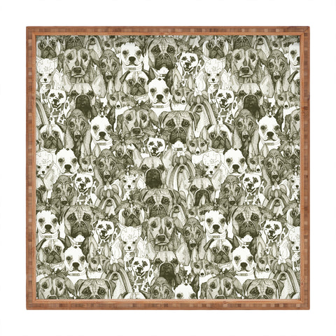 Sharon Turner christmas dogs natural Square Tray