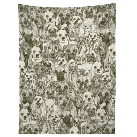 Sharon Turner christmas dogs natural Tapestry