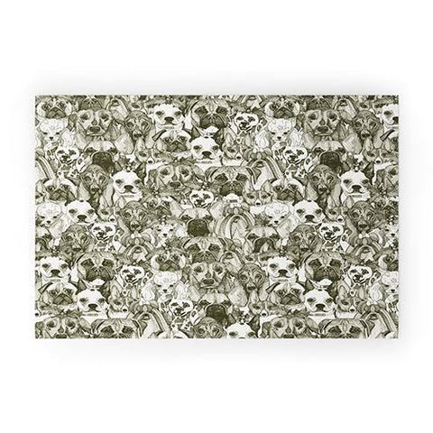 Sharon Turner christmas dogs natural Welcome Mat