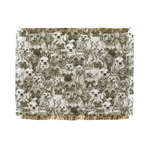Sharon Turner christmas dogs natural Throw Blanket