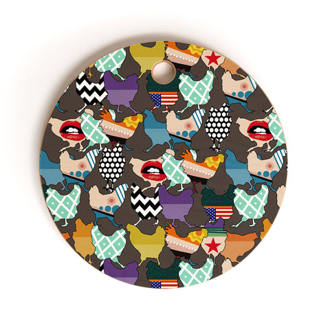 Sharon Turner Cincinnati Chickens Cutting Board Round