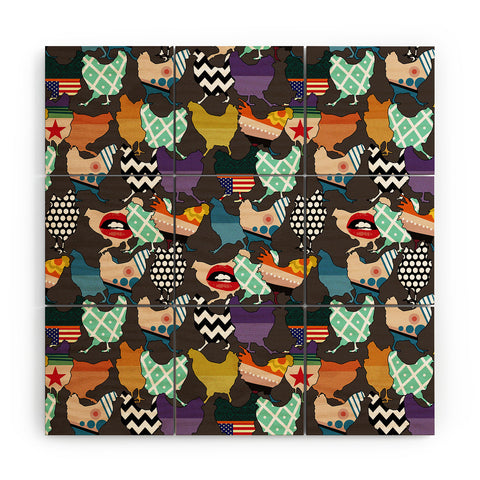 Sharon Turner Cincinnati Chickens Wood Wall Mural