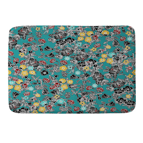 Sharon Turner Cloisonne Flowers Memory Foam Bath Mat
