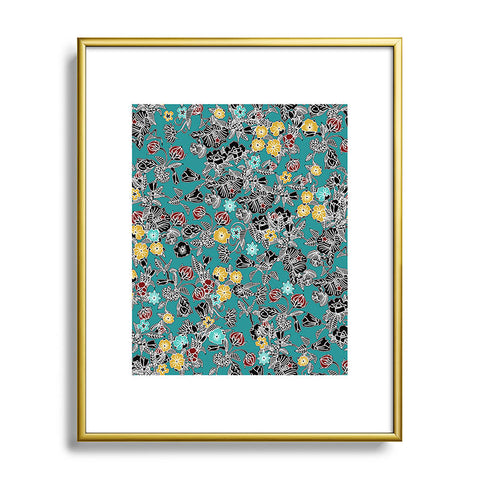 Sharon Turner Cloisonne Flowers Metal Framed Art Print
