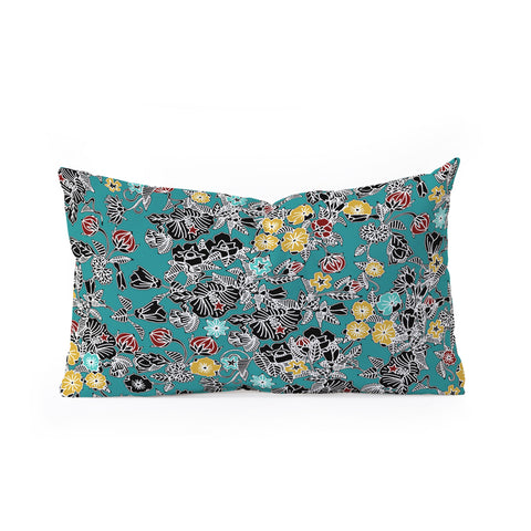 Sharon Turner Cloisonne Flowers Oblong Throw Pillow