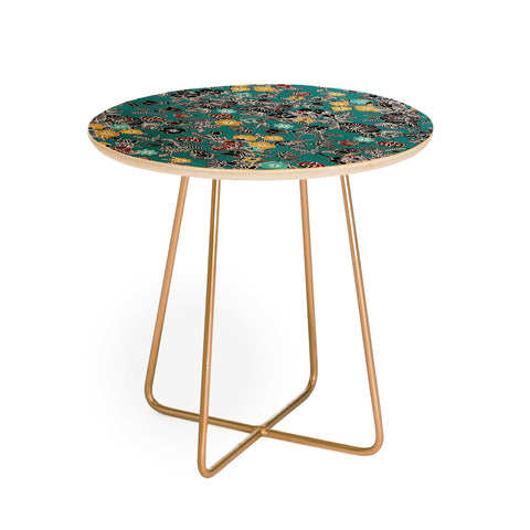 Sharon Turner Cloisonne Flowers Round Side Table