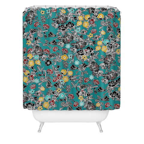 Sharon Turner Cloisonne Flowers Shower Curtain