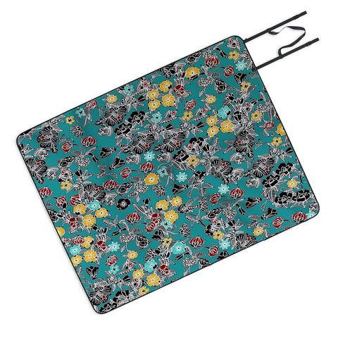 Sharon Turner Cloisonne Flowers Picnic Blanket