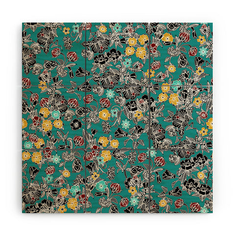 Sharon Turner Cloisonne Flowers Wood Wall Mural