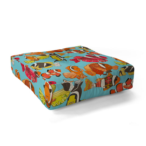 Sharon Turner Clownfish Blue Floor Pillow Square
