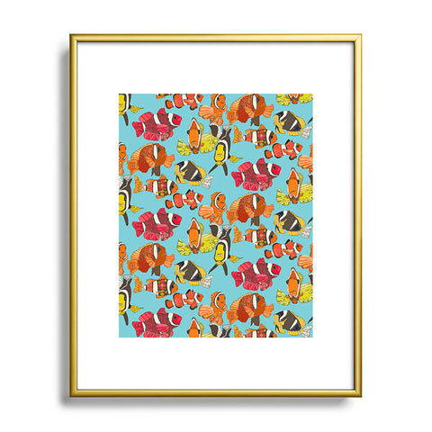 Sharon Turner Clownfish Blue Metal Framed Art Print