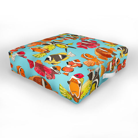 Sharon Turner Clownfish Blue Outdoor Floor Cushion