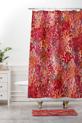 Sharon Turner Coral 2 Shower Curtain And Mat