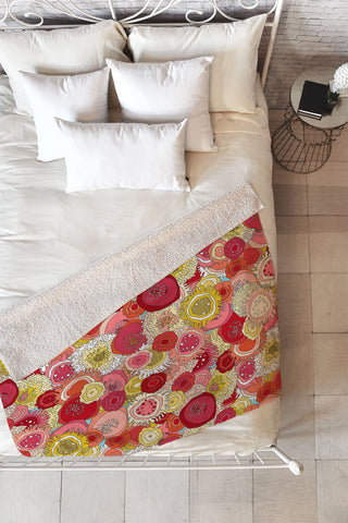 Sharon Turner Coral Garden Fleece Throw Blanket