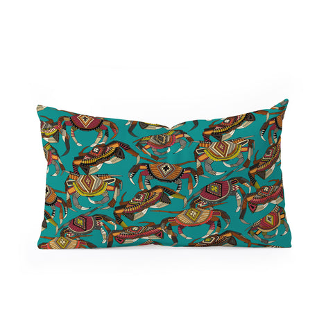 Sharon Turner crabs teal Oblong Throw Pillow