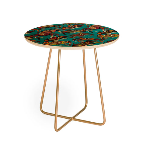 Sharon Turner crabs teal Round Side Table