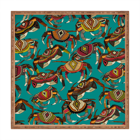Sharon Turner crabs teal Square Tray
