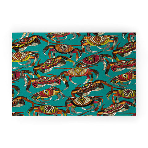 Sharon Turner crabs teal Welcome Mat
