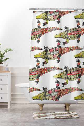 Sharon Turner crocodile Shower Curtain And Mat