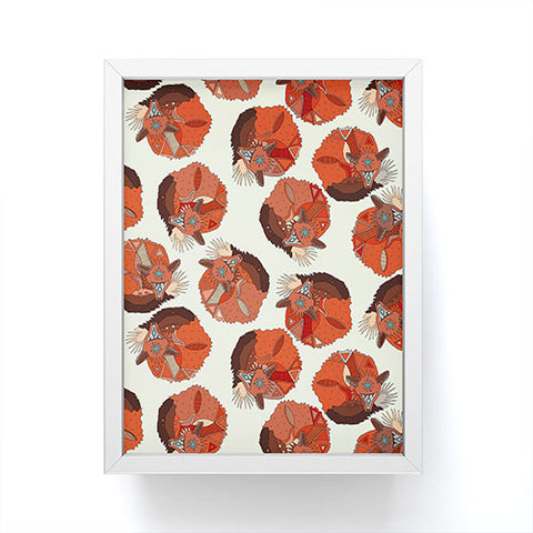 Sharon Turner curled fox polka ivory Framed Mini Art Print