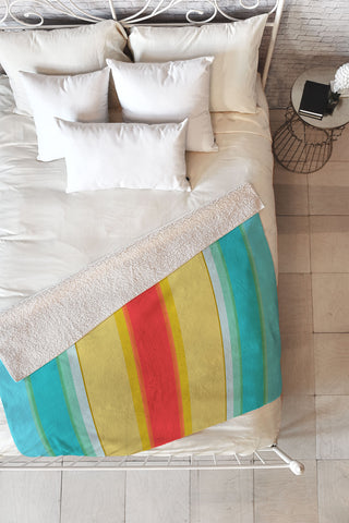 Sharon Turner deckchair stripe Fleece Throw Blanket