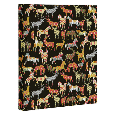 Sharon Turner Deer Horse Ikat Party Art Canvas