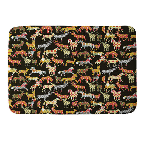 Sharon Turner Deer Horse Ikat Party Memory Foam Bath Mat