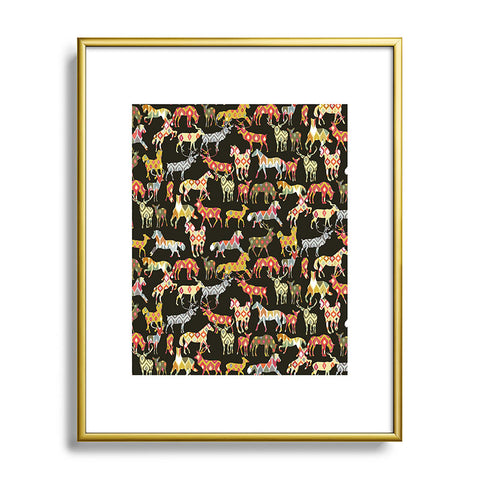 Sharon Turner Deer Horse Ikat Party Metal Framed Art Print