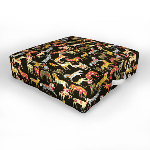 Sharon Turner Deer Horse Ikat Party Outdoor Floor Cushion