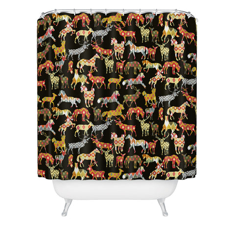 Sharon Turner Deer Horse Ikat Party Shower Curtain