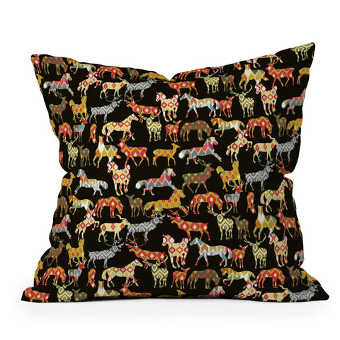 Sharon Turner Deer Horse Ikat Party Throw Pillow