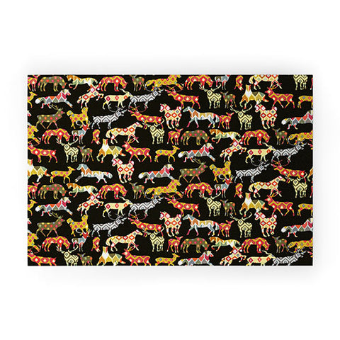 Sharon Turner Deer Horse Ikat Party Welcome Mat