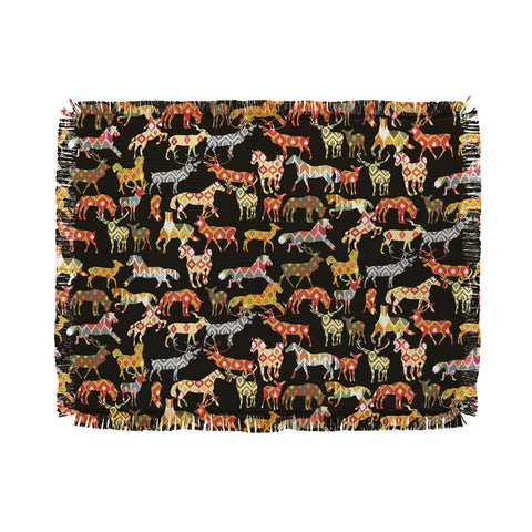 Sharon Turner Deer Horse Ikat Party Throw Blanket