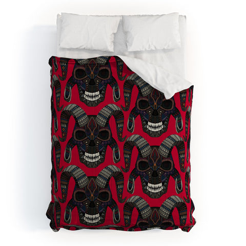Sharon Turner demon skull red Comforter