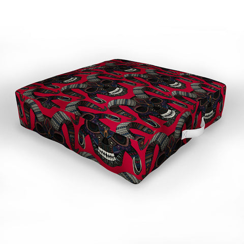 Sharon Turner demon skull red Outdoor Floor Cushion