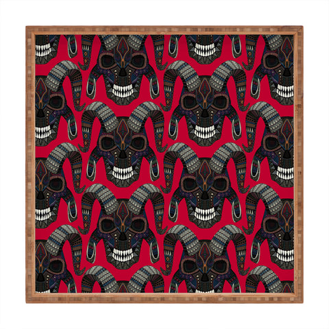 Sharon Turner demon skull red Square Tray