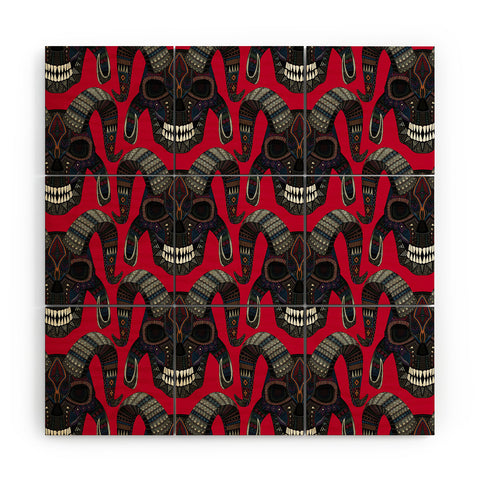 Sharon Turner demon skull red Wood Wall Mural
