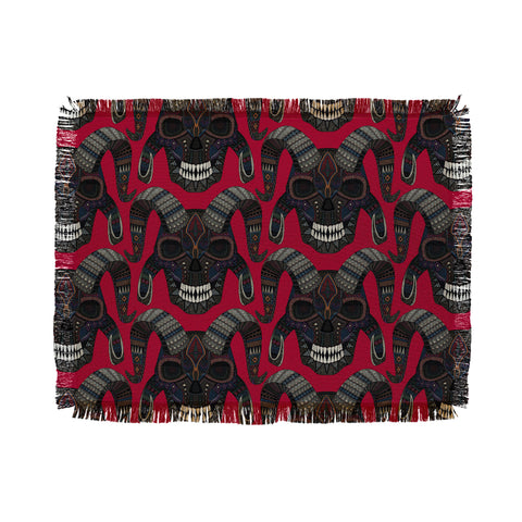 Sharon Turner demon skull red Throw Blanket
