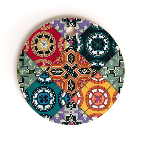 Sharon Turner DESEO BOLD spanish tile Cutting Board Round