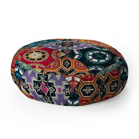 Sharon Turner DESEO BOLD spanish tile Floor Pillow Round