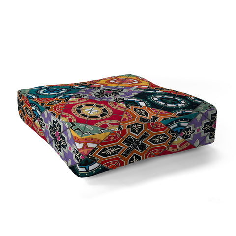 Sharon Turner DESEO BOLD spanish tile Floor Pillow Square