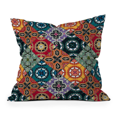 Sharon Turner DESEO BOLD spanish tile Throw Pillow