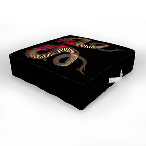Sharon Turner Dragon Ink Outdoor Floor Cushion