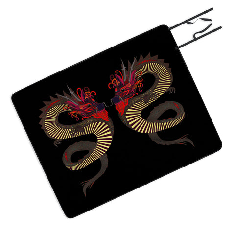 Sharon Turner Dragon Ink Picnic Blanket