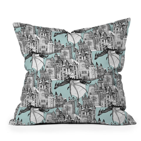 Sharon Turner Dragon Kingdom Winter Toile Throw Pillow