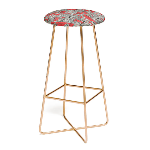Sharon Turner dystopian toile red Bar Stool
