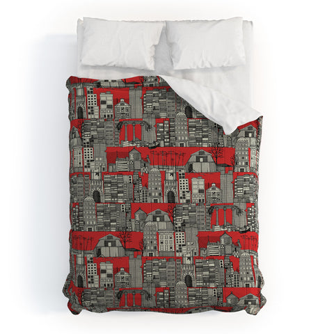 Sharon Turner dystopian toile red Comforter
