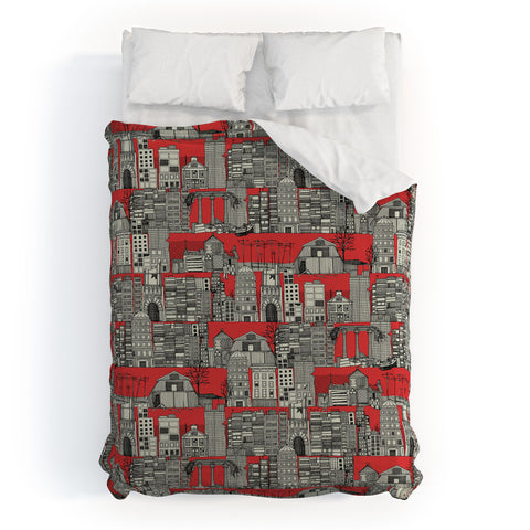 Sharon Turner dystopian toile red Duvet Cover